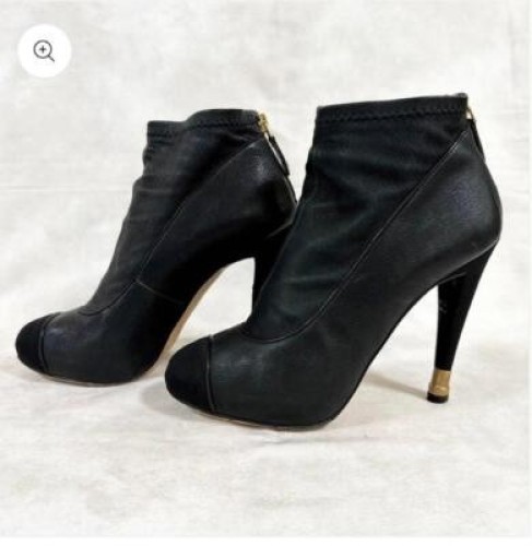 Chanel Short Boots Black Leather With Coco Mark Size 36 US About6 For Women thumbnail 14