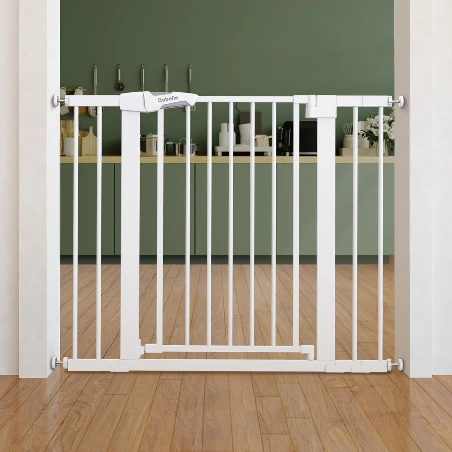 Babelio CB-M-101 Safety Gate Door White Pressure Mounted Easy Install For Infant