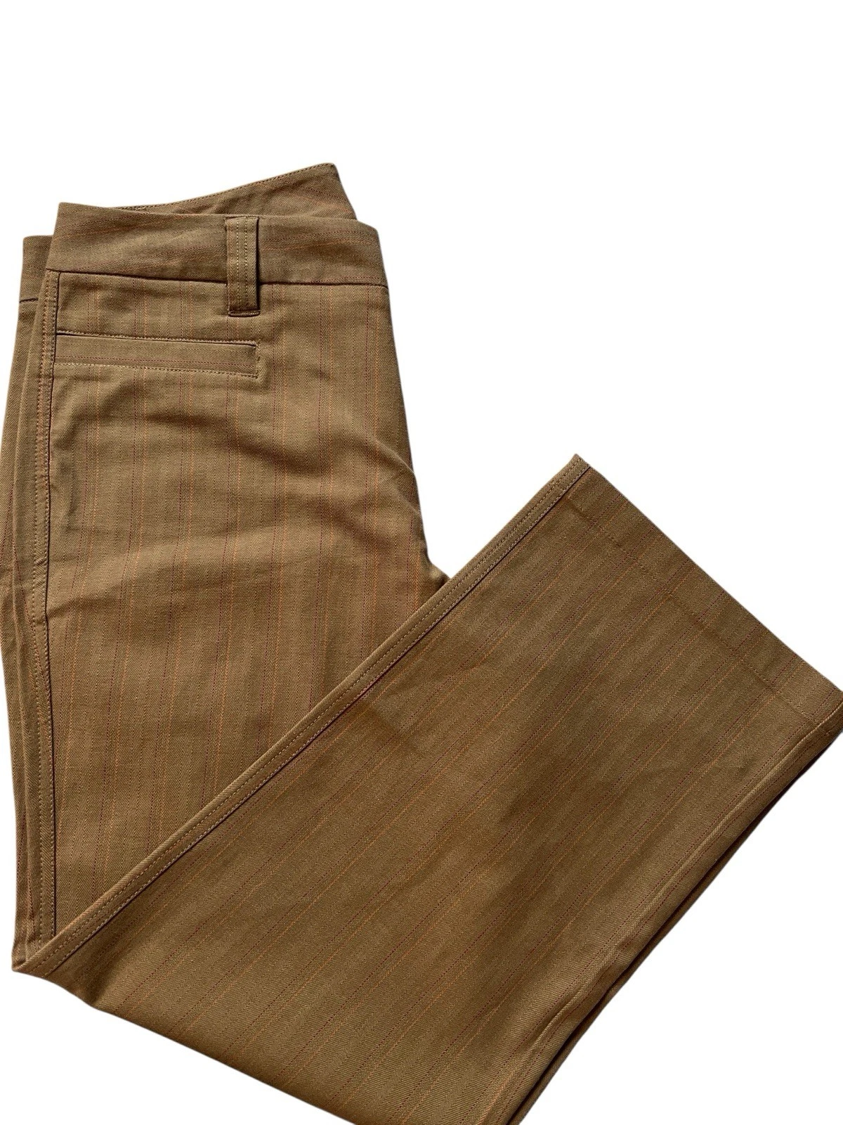 Venezia Pants Brown With Stripes Front Slit Pockets Trousers Size 14