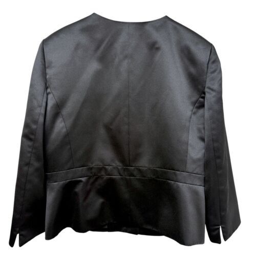 KASPER Black Evening Jacket Size 16 Matte Satin Womens Special Occasion Blazer - Picture 2 of 9