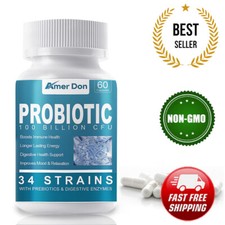 Raw Probiotics 100 Billion CFU Potency Digestive Immune Health 120 Capsules USA