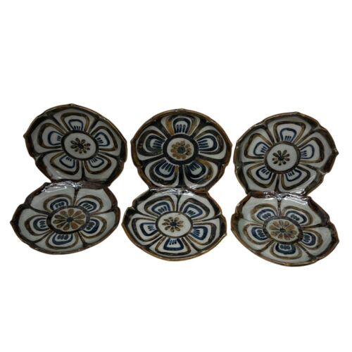 6 Ken Edwards El Palomar Mexican Tonala Pottery Lotus Salad Plates 8 1/4"