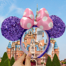 Disney Parks Purple Sequin Pink Polka Dot Minnie Ears Gift Girl Blue Headband US