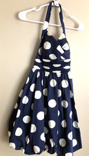 JESSICA SIMPSON Blue  White Polka Dot Sun Dress - Poofy Hem Size XS