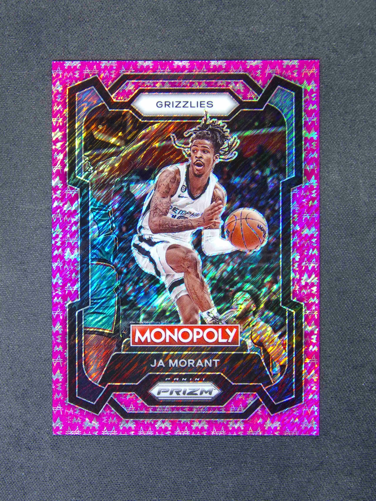 2023-24 Panini Prizm Ja Morant #44 Monopoly Pink Millionaire Shimmer /5