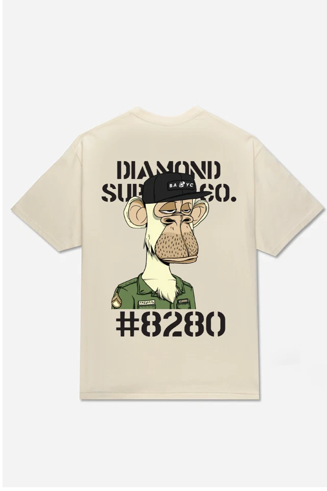CAMISETA MONO MILITAR Diamond Supply Bored Ape Mutant - Crema - Grande Foto 2 de 3