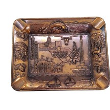 Texas Lone Star State Metal Ashtray Souvenir Landmarks Vintage Made In Japan