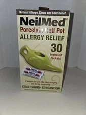 NeilMed Classic Porcelain Neti Pot Green with 30 Premixed Packets Expires 2027