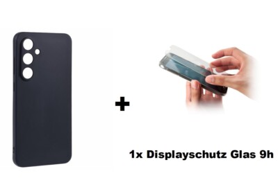 Hülle für Samsung  A16 A26 A36 A56 S25  Case  schwarz matt + Displayschutz 9h