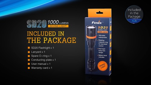 FENIX SD20 XM-L2 LED diving light maximum brightness 1000 lumens - Picture 4 of 9