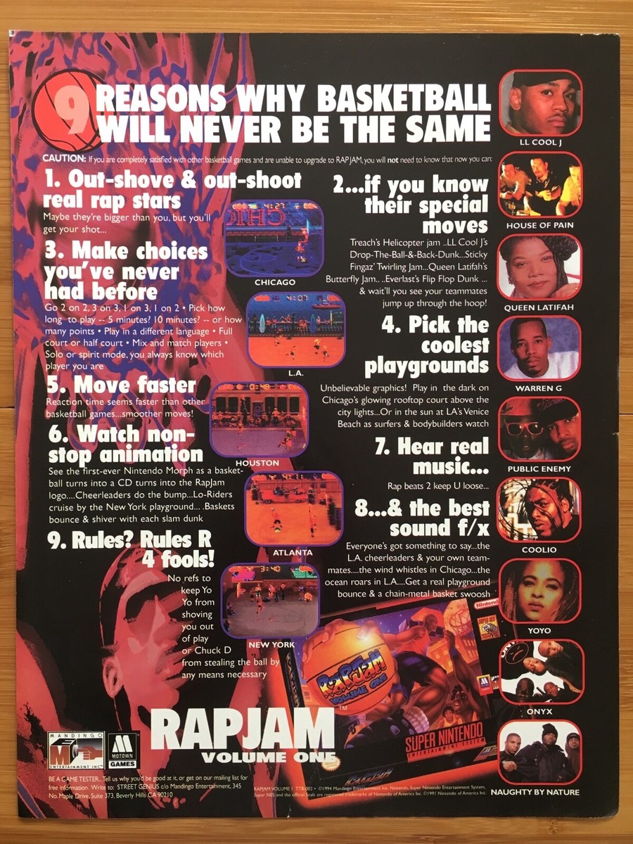激レア V.A. / L.A. Borderlines Vol.1 G-RAP Rap Jam Volume One 1 Super Nintendo SNES 1990's Vintage Poster Ad