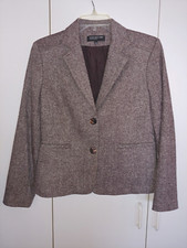 JONES NEW YORK LADIES BROWN WOOL/POLY/SILK/METALLIC BLAZER-4-NWOT-LIGHTWEIGHT