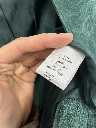 90’s Coldwater Creek Forest Green Suede Jacket Gold Snaps Vintage Size M - Picture 9 of 11