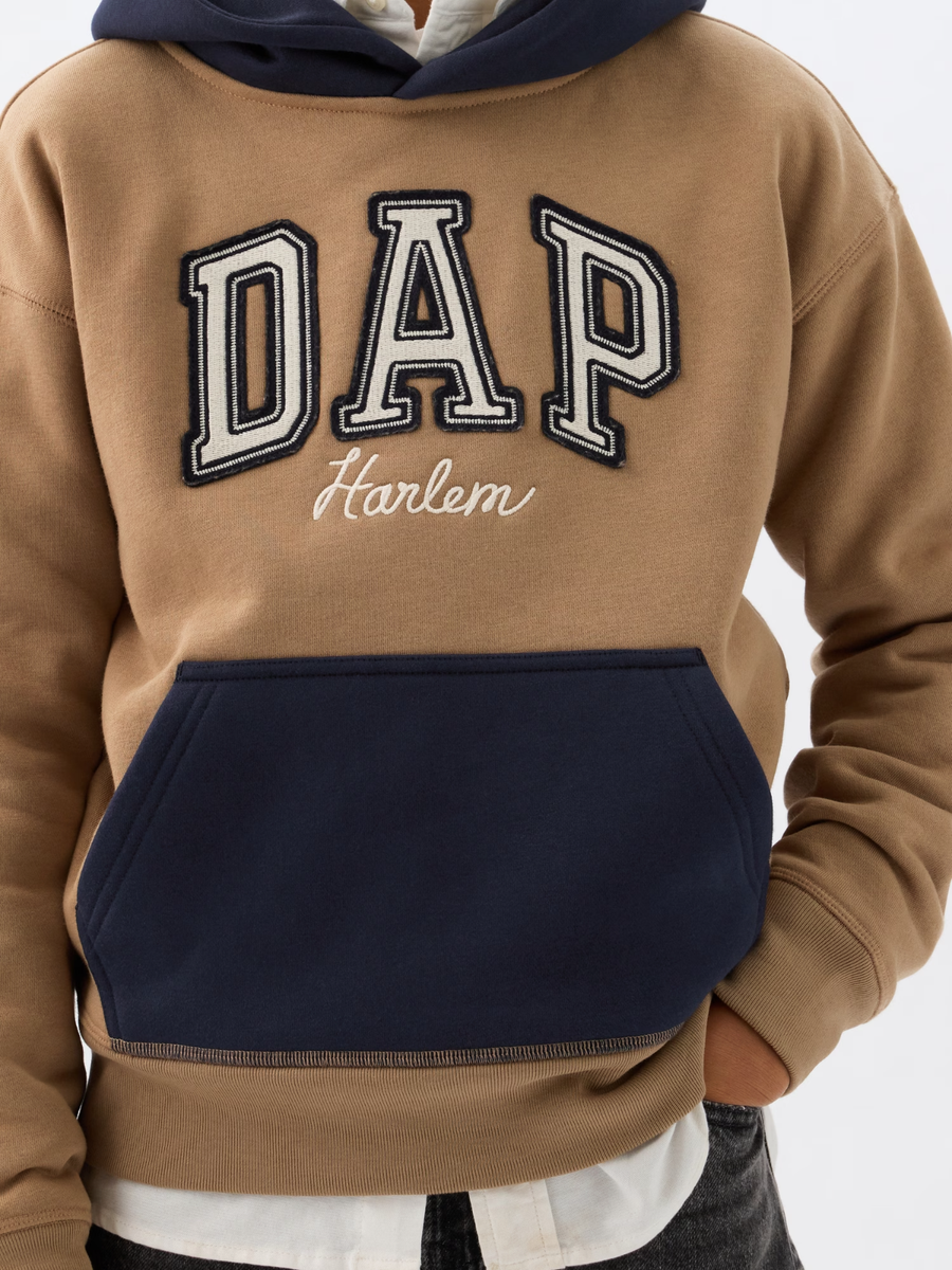 GAP x Dapper Dan DAP Logo Limited Edition Brown Khaki Hoodie Size Medium NWT