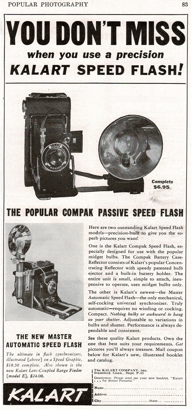 1941 KALART Speed Flash, Compak Passive, Master Automatic Vintage Print ...