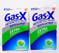 2PK Gas-X Extra Strength Gas Relief Softgels 125mg Simethicone 10ct each 04/2026