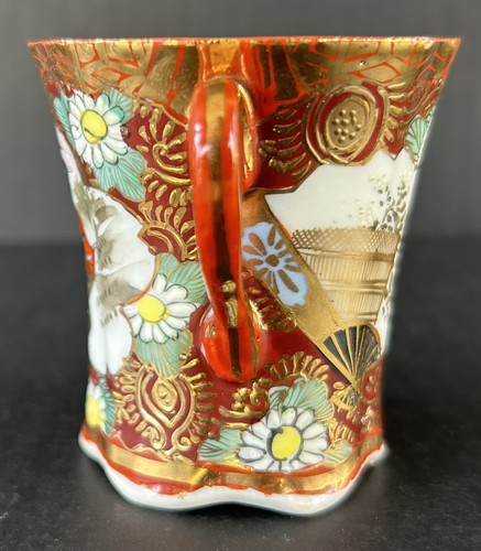 Antiguo Juego de Ollas y Tazas de Chocolate Kutani 9 Piezas Japonés Pintado a Mano Oro Rojo - Imagen 10 de 24