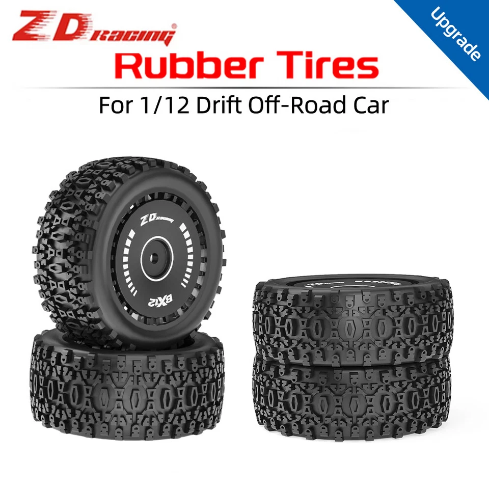 2x ZD Racing 12mm Hex RC Gummireifen Off-Road für 1/12 ZD Racing BX12 Autos - Bild 4 von 4