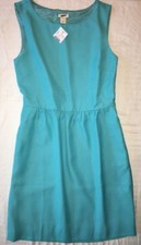 J Crew Dress 0 a0114 Sleeveless Ruched Dress Aqua Blue Turquoise NWT NEW