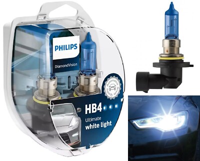 Philips Diamond White 5000K 9006 51W Two Bulbs Head Light Upgrade Replace OE