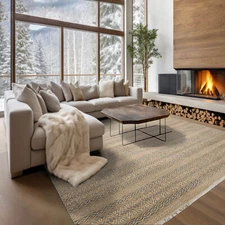 LoomBloom 8'x10' Beige Hand Knotted 100% Wool High End Tibetan 250 KPSI Area Rug