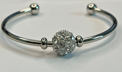 Silver Tone Fireball Bangle Made With Swarovski  Elements