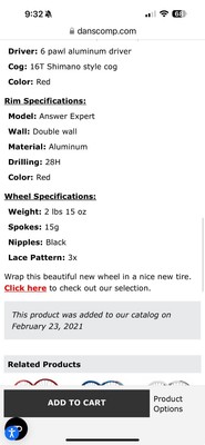Answer Expert 1&3/8'', 20'' BMX Racing Rims