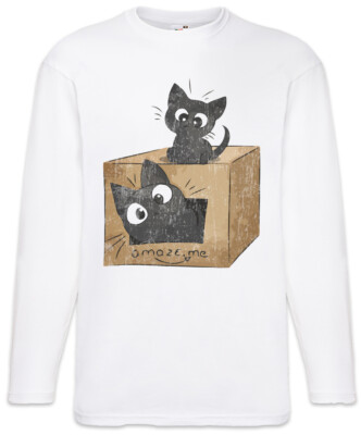 Amaze Me Cats Langarm T-Shirt Cat Person Love Addicted Addiction Box Boxes