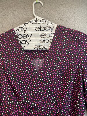 Meraki Women's Long Balloon Sleeve Purple Heart Pattern Baby Faux Wrap Top XL