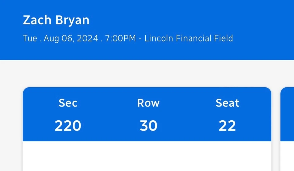 zach bryan tickets GA 8/6  - Image 2 of 3