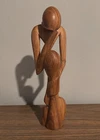 LAST CALL abstract wooden sculpture parent and child 12 inches tall 3.5" wide