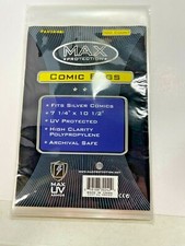 Pack 100 Max Pro Silver Comic Book Archival Poly Bags 7 1/4 x 10 1/2