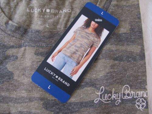 Lucky Brand Crew Neck Graphic Shirt Short Sleeve Tee Top-Green Camo-Size L-NWT - Picture 5 of 9