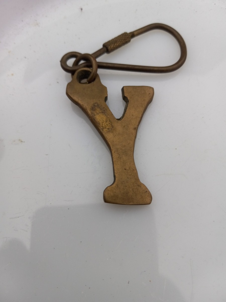 Vintage Alphabet Letter Y Brass Keyring Keychain Keyring Fob