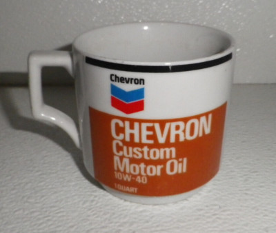 Chevron Mug Cup Vtg Advertising Custom Motor Oil 10w-40