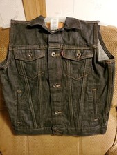 Levi's Boys Blue DEMIN Red Tab Sleeveless Vest Pockets Cotton Size Large NWOT
