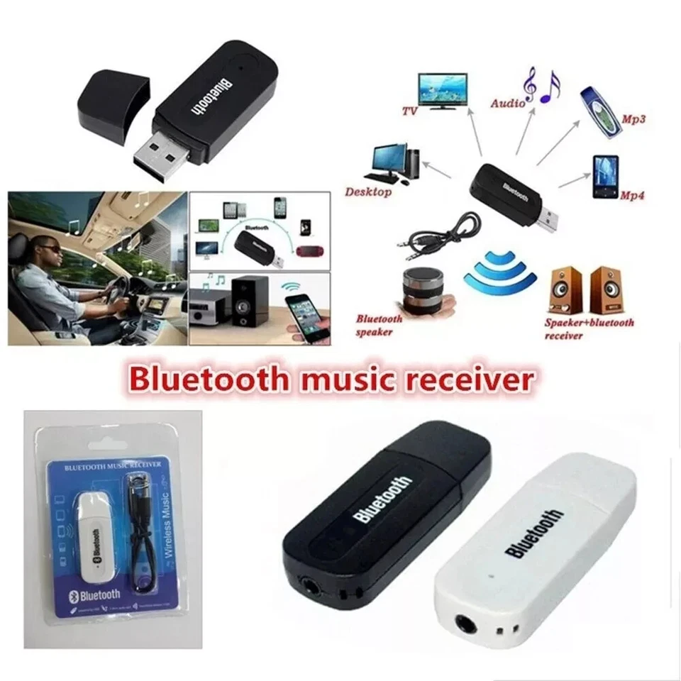 USB 2.1 Wireless Bluetooth 3.5mm AUX Audio Stereo Music Car Receiver Adapter PC - Image 2 of 4