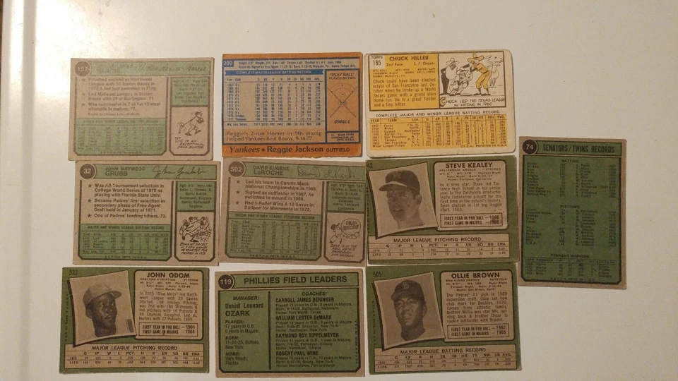 LOTE DE TARJETAS DE BÉISBOL DE COLECCIÓN X 10 TARJETAS ASST Yankees Reggie Jackson Chuck Hiller  Foto 2 de 2