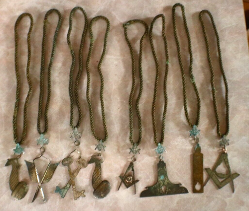 antique masonic lodge pennant necklace QTY. 8