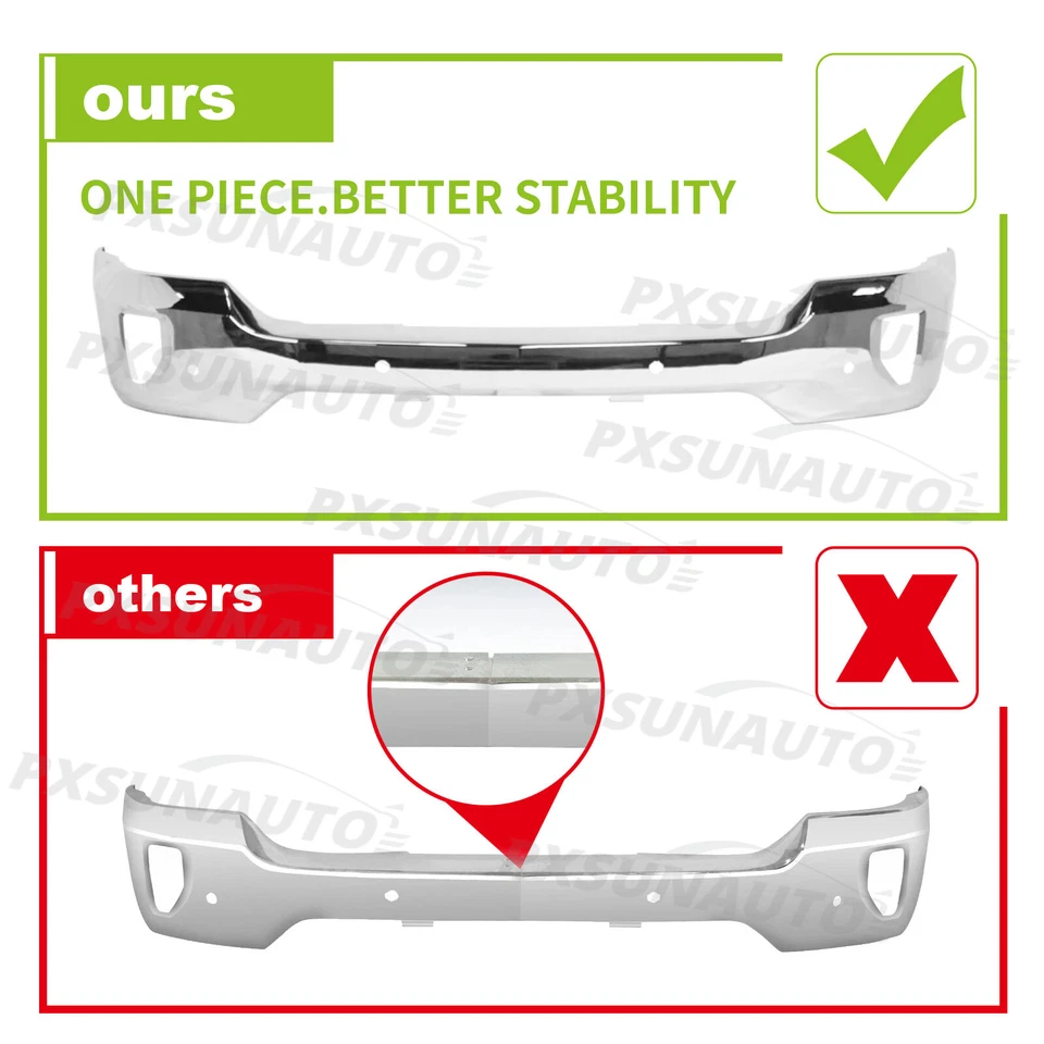 Chrome Front Bumper Face Bar W/Sensor / Fog Hole for 2016-2019 Silverado 1500 Foto 2 de 4