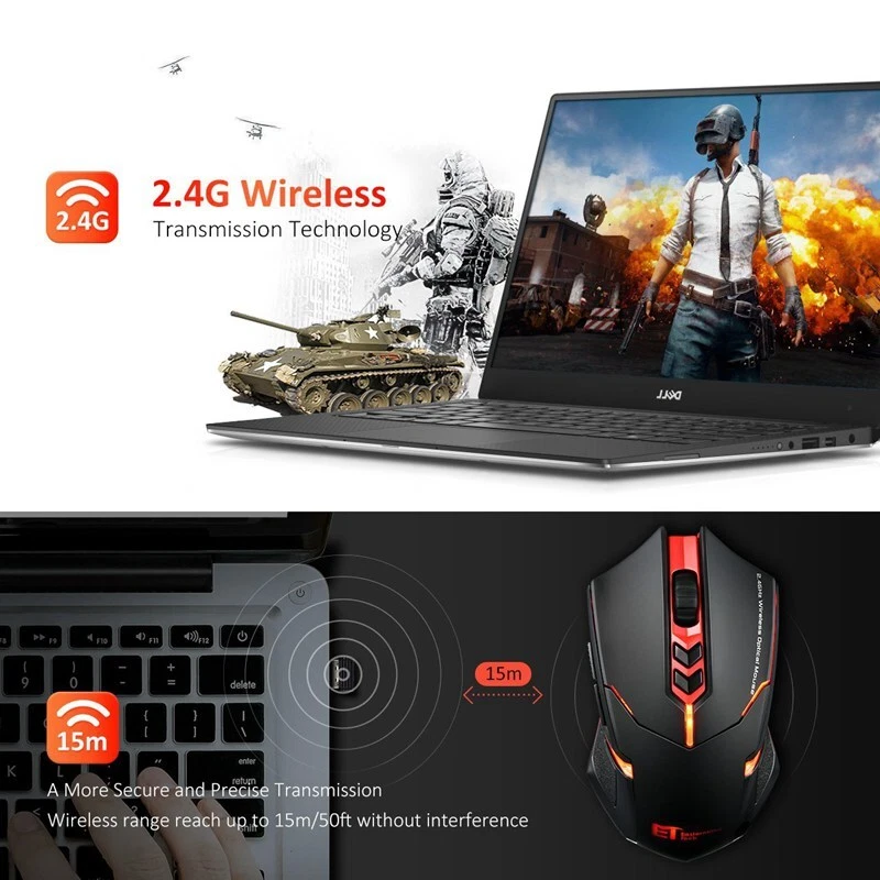 LIGHTSPEED Wireless Optical Gaming Mouse - Power-Saving Silent Luminous Wireless - Image 2 of 4