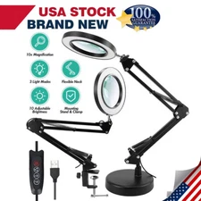 10X Magnifying Glass Desk Light Magnifier LED Lamp Working Desk Lamp with Base