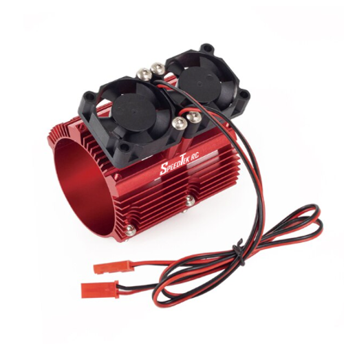 SpeedTek RC 43mm Aluminum Motor Mount Heat Sink w/ Twin Fans (Red) - Picture 1 of 2