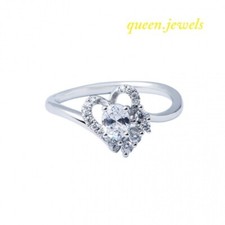 Oval Cut 1.54CT Lab-Created Diamond Heart Engagement Ring 14K White Gold Finish