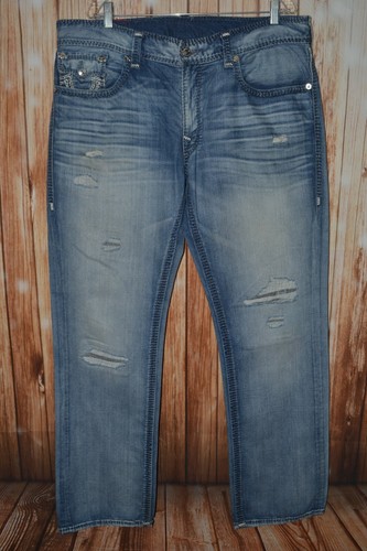 True Religion Men's Straight True Indigo Mega T Blue Demin Jeans 40x34 - Picture 4 of 12