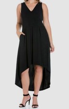 24seven Comfort Apparel Womens Black High-Low Dress Plus Size 2X