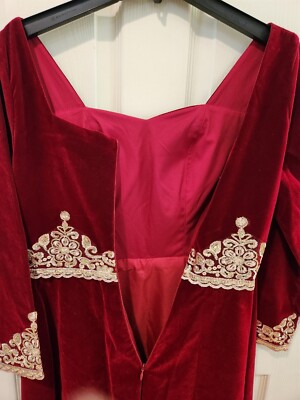 Women's M/L Red Gold Velvet Renaissance Hisorical Fantasy Dress Gown Costume  | eBay