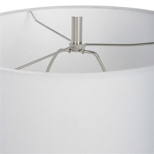 Uttermost Ascent Contemporary Rice Stone and Linen Geometric Table Lamp in White - Picture 4 of 7