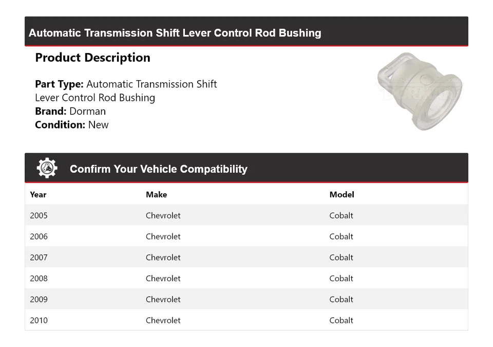 Buje de varilla de control de palanca de cambios 2006 para Chevrolet Cobalt Dorman AT 2005-2010 Foto 2 de 4