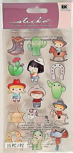 Cowboy Buckaroo Children Sheriff Cactus Whimsical Donkey Sticko Stickers